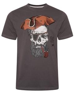 KAM T-Shirt mit „Real Pirates“-Print, Schiefer